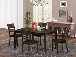 East West Furniture CALY6-CAP-W 6 Piece Kitchen Table & Chairs Set Contains A Rectangle Dining Table And 4 Dining Room Chairs With A Bench, 36x60 Inch, Cappuccino -Songmics Furniture Shop 51HQ0YT3zIL. AC