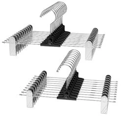 VEHHE 20 Pack Pants Hangers With Clips, Metal Skirt Hangers With 2-Adjustable Clips And 360-Rotating Hook, Multi Stackable Shorts Pants Hangers Space Saving For Women Men