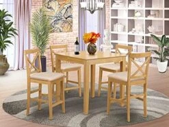 East West Furniture PUBS3-OAK-W Dining Set, 3-Piece -Songmics Furniture Shop 51HVsPJhAdL. AC