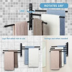 Black Towel Rack JSVER Swivel Towel Rack Wall Mounted, SUS304 Stainless Steel Towel Bar, Space Saving Towel Holder, Towel Racks For Bathroom -Songmics Furniture Shop 51HbjfhPVIL