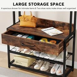 LITTLE TREE 4-in-1 Entryway Hall Tree, Rustic Brown 8 LITTLE TREE 4-in-1 Entryway Hall Tree, Rustic Brown -Songmics Furniture Shop 51HcExrIO0L