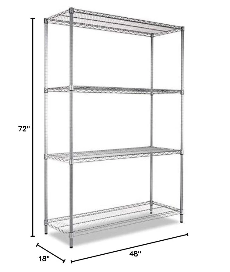 Alera Complete Wire Shelving Unit W/Caster, 48" X 18" X 72", Black Anthracite 2 Alera Complete Wire Shelving Unit W/Caster, 48" X 18" X 72", Black Anthracite - Image 2