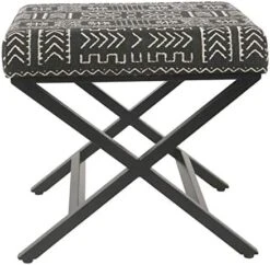 Homepop Home Decor | Modern Square Ottoman With Metal X Base | Ottoman For Living Room & Bedroom | Decorative Home Furniture (Tan And Cream Awning Stripe) -Songmics Furniture Shop 51HeZek0IrL. AC