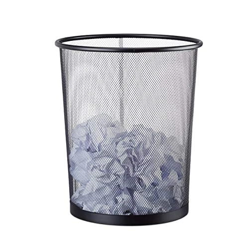Relaxdays Metal Trash Can, Large Paper Bin For Office, 20L Dustbin, 30 Cm Ø, Height 35 Cm, Black 3 Relaxdays Metal Trash Can, Large Paper Bin For Office, 20L Dustbin, 30 Cm Ø, Height 35 Cm, Black - Image 3