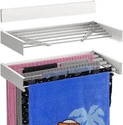 Bartnelli Wall Mounted Clothes Drying Rack For Laundry | Collapsible Clothing Racks For Indoor And Outdoor Use | Patented Foldable Design For Space-Saving Efficiency (28” White) -Songmics Furniture Shop 51HkEM1PLSL. AC