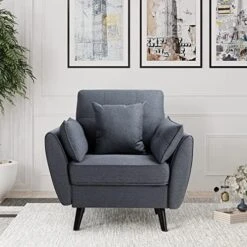 JAMFLY 63" Modern Loveseat Sofa Couch,Mid Century Couches For Living Room, Upholstered 2-Seat Love Seats With Pillow, Comfortable Small Space Sofa For Bedroom, Apartment -Songmics Furniture Shop 51HpKf7vq5L. AC