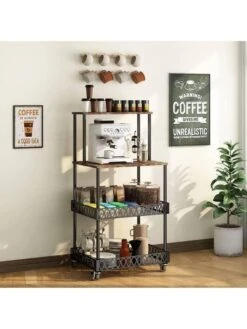 Four Layer Kitchen Baker Rack, Vertical Microwave Oven Rack, Kitchen Storage Rack With Wheels, Suitable For Kitchens And Restaurants 10 Four Layer Kitchen Baker Rack, Vertical Microwave Oven Rack, Kitchen Storage Rack With Wheels, Suitable For Kitchens And Restaurants -Songmics Furniture Shop 51HtTJJ9kdL