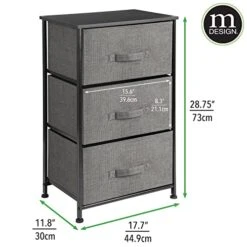 MDesign Steel Top And Frame Storage Dresser Tower Unit With 3 Removable Fabric Drawers For Bedroom, Living Room, Or Bathroom - Holds Clothes, Accessories, Lido Collection - Charcoal Gray -Songmics Furniture Shop 51HtjHABJjL