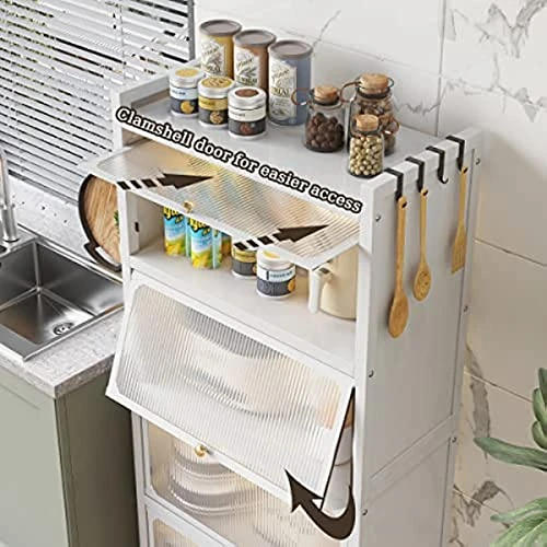ZLCO 5 Tier Kitchen Pantry Storage Cabinet Bread Rack Coffee Station Utility Storage Shelf Bookcase Bookshelf Bookrack Microwave Rack Storage Rack 4 ZLCO 5 Tier Kitchen Pantry Storage Cabinet Bread Rack Coffee Station Utility Storage Shelf Bookcase Bookshelf Bookrack Microwave Rack Storage Rack - Image 4