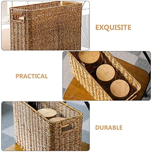 Cabilock Rattan Woven Basket Book Holder Basket Magazine Wicker Basket Woven Magazine Holder Magazine Rack Magazine Storage Organizer Rectangular Basket Bins Garbage Container Bin Utensil Tray 7 Cabilock Rattan Woven Basket Book Holder Basket Magazine Wicker Basket Woven Magazine Holder Magazine Rack Magazine Storage Organizer Rectangular Basket Bins Garbage Container Bin Utensil Tray - Image 7