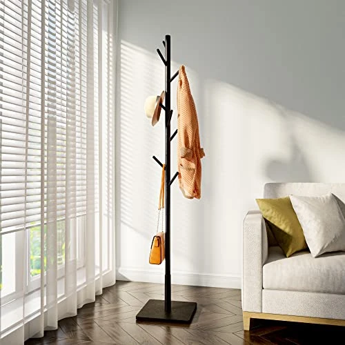 JOISCOPE Wooden Coat Rack Freestanding, Sturdy Coat Tree With 3 Adjustable Sizes, 8 Hooks And Easy To Assemble Coat Hanger For Coats, Hats, Scarves, Clothes And Handbags,Square(Black) 2 JOISCOPE Wooden Coat Rack Freestanding, Sturdy Coat Tree With 3 Adjustable Sizes, 8 Hooks And Easy To Assemble Coat Hanger For Coats, Hats, Scarves, Clothes And Handbags,Square(Black) - Image 2