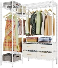 VIPEK L20 L Shaped Garment Rack Corner Adjustable Clothing Rack Heavy Duty Coat Rack With 4 Fabric Drawers, Compact Freestanding Clothes Rack Metal Wardrobe Closet Rack For Cloakroom, Black -Songmics Furniture Shop 51I6B6JEe2L. AC