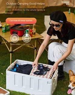 RASHIV Storage Box With Wooden Cover Multifunctional Book Box Finishing Box Household Storage Box Outdoor Folding Trunk Camping Box (C) -Songmics Furniture Shop 51I6KNwvc2L