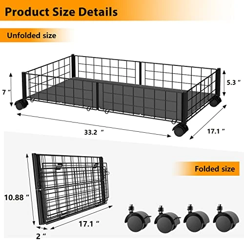 PIGTAB Under Bed Storage Containers - Metal Under Bed Storage With Wheels, Foldable Underbed Storage Containers For Organizing Clothing, Shoes, Toys, Blankets, And Linen (Black) 1 PIGTAB Under Bed Storage Containers - Metal Under Bed Storage With Wheels, Foldable Underbed Storage Containers For Organizing Clothing, Shoes, Toys, Blankets, And Linen (Black)