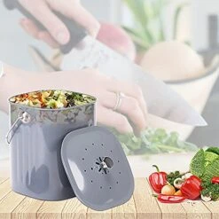 NALATI Nuovoo 1.3 Gal Compost Bin With Lid For Kitchen Countertop, Rust Proofw, Non Smell Filters (Grey) 12 NALATI Nuovoo 1.3 Gal Compost Bin With Lid For Kitchen Countertop, Rust Proofw, Non Smell Filters (Grey) -Songmics Furniture Shop 51I6p9zqSeS