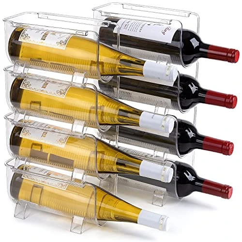 TIMIEEYA Wine Bottle Holder - 8PCS Stackable Acrylic Wine Rack Countertop, Wine & Water Bottle Organizer Wine Holder Stand For Kitchen Countertops, Table Top, Pantry, Fridge, Bars, Clear 1 TIMIEEYA Wine Bottle Holder - 8PCS Stackable Acrylic Wine Rack Countertop, Wine & Water Bottle Organizer Wine Holder Stand For Kitchen Countertops, Table Top, Pantry, Fridge, Bars, Clear