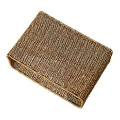 Zerodeko Woven Storage Bin Rattan Woven Basket Rectangular Storage Bin Wicker Basket With Handle Japanese Style Basket Organizer For Magazine Book Newspaper Sundries Rattan Magazine Holder