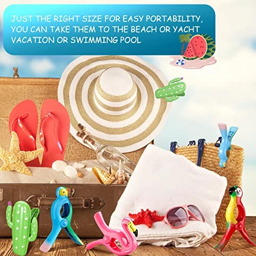 8 Pieces Beach Towel Clips Beach Chair Clips Towels Portable Parrot Flamingo Cactus Swallow Beach Towel Holder For Towels Cruise Pool Holiday Outdoor Clothes Pins (Multicolor,Multi Style) 6 8 Pieces Beach Towel Clips Beach Chair Clips Towels Portable Parrot Flamingo Cactus Swallow Beach Towel Holder For Towels Cruise Pool Holiday Outdoor Clothes Pins (Multicolor,Multi Style) - Image 6