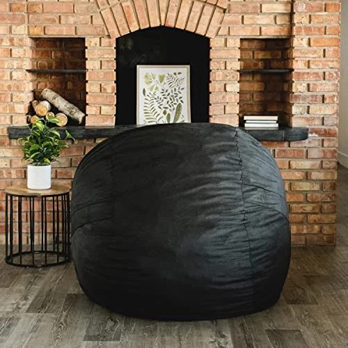 Big Joe Fuf Large Foam Filled Bean Bag Chair With Removable Cover, Black Lenox, 4ft Big 3 Big Joe Fuf Large Foam Filled Bean Bag Chair With Removable Cover, Black Lenox, 4ft Big - Image 3