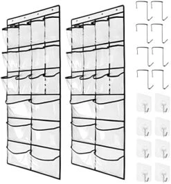 TidyMaster 2 Pack Extra Large Hanging Crystal Clear Over Door Shoe Organizers,closet Shoe Organizer Shoe Rack Organizer Shoe Storage,12+6Pockets,8+8Hooks,Gray (59"x 21.6") -Songmics Furniture Shop 51IORWNyUWL. AC