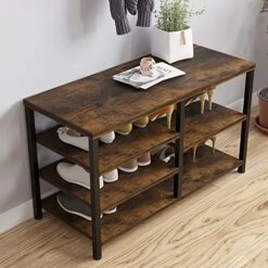 GENERIC 5-in-1 Coat Rack Shoe Bench Set, Hall Tree With Shoe Bench, Industrial Shoe Rack Bench With Coat Rack, 7 Hooks For Entryway, Hallway, Brown TOP:(31.5 X 7.87 X 11.81) Bottom：(31.49 X 11.81x 19.68) -Songmics Furniture Shop 51IOgPM82rL