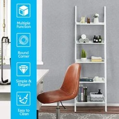 Tangkula 5-Tier Ladder Shelf, Wall-Leaning Bookshelf W/Open Shelves, Plant Flower Stand, Storage Display Organizer Rack, Multifunctional Bookcase For Living Room Home Office (White) 10 Tangkula 5-Tier Ladder Shelf, Wall-Leaning Bookshelf W/Open Shelves, Plant Flower Stand, Storage Display Organizer Rack, Multifunctional Bookcase For Living Room Home Office (White) -Songmics Furniture Shop 51IPceVmEEL