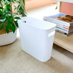 Youngever 1.5 Gallon Slim Trash Can, Plastic Garbage Container Bin, Small Trash Bin With Handles For Home Office, Living Room, Study Room, Kitchen, Bathroom (White) -Songmics Furniture Shop 51IQPbf3f1L