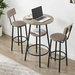 CALABASH Bar Table And Chairs Set,Industrial Counter Height Pub Table With 4 Chairs,Bar Table Set 5 Pieces Dining Table Set Home Kitchen Breakfast Table Set(Grey, Rectangular 1Table +4 Stools) -Songmics Furniture Shop 51IVWiqJgkL. AC