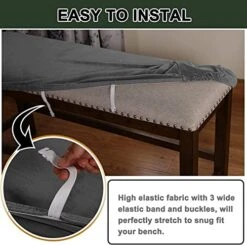 Gydream Velvet Thick Bench Cover,Upholstered Dining Room Bench Cover, Stretch Bench Seat Cover For Piano Bench Long Bench Living Room (peacoke Blue,Large) -Songmics Furniture Shop 51Ib84dkegL