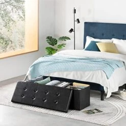 Otto & Ben Folding Chest With Memory Foam Seat Tufted Faux Leather Trunk Bedroom Ottomans Bench End Table, 45 Inch, Black 17 Otto & Ben Folding Chest With Memory Foam Seat Tufted Faux Leather Trunk Bedroom Ottomans Bench End Table, 45 Inch, Black -Songmics Furniture Shop 51IdlewtXgL