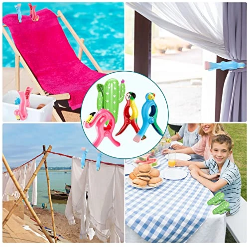 8 Pieces Beach Towel Clips Beach Chair Clips Towels Portable Parrot Flamingo Cactus Swallow Beach Towel Holder For Towels Cruise Pool Holiday Outdoor Clothes Pins (Multicolor,Multi Style) 7 8 Pieces Beach Towel Clips Beach Chair Clips Towels Portable Parrot Flamingo Cactus Swallow Beach Towel Holder For Towels Cruise Pool Holiday Outdoor Clothes Pins (Multicolor,Multi Style) - Image 7
