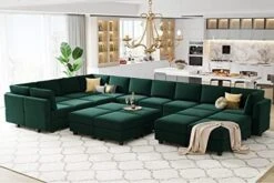 Belffin Modular Large Sectional Sofa With Storage Seat Oversized U Shaped Couch With Reversible Chaise Modular Sofa Set With Ottoman Velvet Green -Songmics Furniture Shop 51IkWJQbG6L. AC