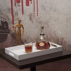 Glossy White Sturdy Acrylic Serving Tray With Handles-12x20 Inch-Serving Coffee Appetizer Breakfast-Kitchen Countertop Tray-Makeup Drawer Organizer-Vanity Table Tray-Ottoman Tray-Decorative Tray 17 Glossy White Sturdy Acrylic Serving Tray With Handles-12x20 Inch-Serving Coffee Appetizer Breakfast-Kitchen Countertop Tray-Makeup Drawer Organizer-Vanity Table Tray-Ottoman Tray-Decorative Tray -Songmics Furniture Shop 51ImNroKVbL