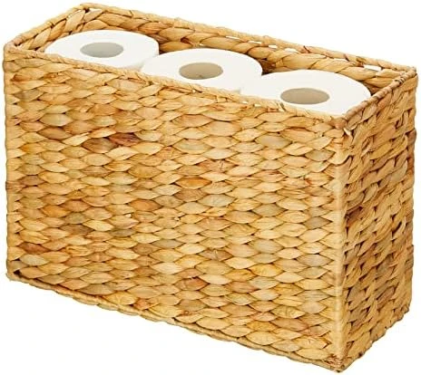 MDesign Woven Hyacinth Large Bathroom Toilet Roll Holder Storage Organizer Basket Bin - Rectangle Containers For Bathroom, Toilet Tank - Hold 6 Rolls Of Toilet Paper - Rice Weave - Natural/Tan 5 MDesign Woven Hyacinth Large Bathroom Toilet Roll Holder Storage Organizer Basket Bin - Rectangle Containers For Bathroom, Toilet Tank - Hold 6 Rolls Of Toilet Paper - Rice Weave - Natural/Tan - Image 5