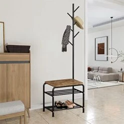 Coat Rack With Shoe Bench Storage Shelf,Entryway Hall Tree, 3-In-1 Design Hallway Coat Rack Industrial Wood With Stable Metal Frame Hall Tree For Entrance, Foyer, Bedroom, 6 Hooks -Songmics Furniture Shop 51Is7PR2QoL