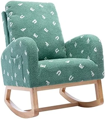 Setawix Rocking Chair For Nursery, Midcentury Modern Accent Rocker Armchair With Side Pocket, Upholstered High Back Wooden Rocking Chair For Living Room Baby Room Bedroom (Yellow - Velvet) 11 Setawix Rocking Chair For Nursery, Midcentury Modern Accent Rocker Armchair With Side Pocket, Upholstered High Back Wooden Rocking Chair For Living Room Baby Room Bedroom (Yellow - Velvet) - Image 11