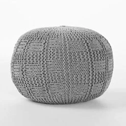 GDFStudio Valentine Hand Knit Fabric Pouf (Ivory) -Songmics Furniture Shop 51IsnPEW7AL. AC