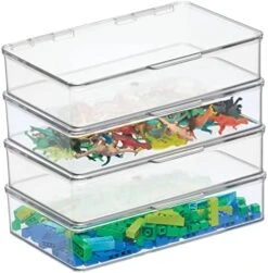 MDesign Plastic Playroom And Gaming Storage Organizer Box Containers With Hinged Lid For Shelves Or Cubbies, Holds Small Toys, Building Blocks, Puzzles, Markers, Controllers, Or Crayons, 4 Pack, Clear, 5.5 X 13.3 X 3 -Songmics Furniture Shop 51Ixo9kN3gL. AC
