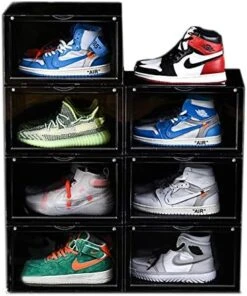 AOTENG STAR Storage Shoes Box Womens Mens Shoe Storage Display Box Plastic Foldable Stackable Shoe Container Black Closet Shelf Shoe Organizer-Six Pack(Black) -Songmics Furniture Shop 51Iy4nJ0gWL. AC 1