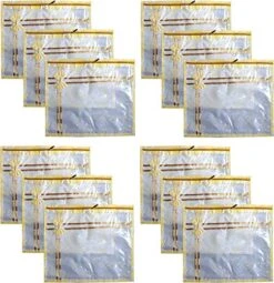 Techhark Gold Set Of 12 Pc Flower Design Transparent Saree Cover/Bag With Stainless Steel Zip Lock Combo