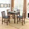 Merax 5-Piece Wooden Dining Set, Faux Marble Top Counter Height Dining Room Table And 4 PU Leather-Upholstered Dining Chairs With Footrest, Dark Brown