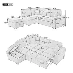 Merax L Shaped Sectional Sofa Couch Sleeper Bed With Storage Ottoman And Chaise For Living Room, Small Apartment Love Seats, Beige_Linen -Songmics Furniture Shop 51J6aJxndLL