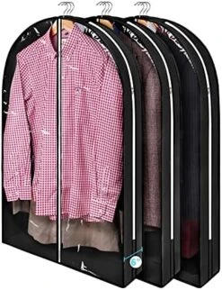 Wutrye 40" Full Clear Garment Bags For Hanging Clothes With 6" Gusset 2 Zippers Transparent Suit Bags Protector Cover For Travel Moving Closet Storage Moth Proof Sweater Jacket Coat Shirts 3 Packs -Songmics Furniture Shop 51J9gkmV2L. AC