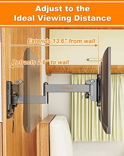 GOFORWILD Lockable RV TV Mount, Full Motion RV Mount For Most 10-26 Inch TV, TV Wall Mount For Camper Truck Trailer Marine Boat Motor Home, Max VESA 100x100mm, Up To 33LBS 2 GOFORWILD Lockable RV TV Mount, Full Motion RV Mount For Most 10-26 Inch TV, TV Wall Mount For Camper Truck Trailer Marine Boat Motor Home, Max VESA 100x100mm, Up To 33LBS - Image 2