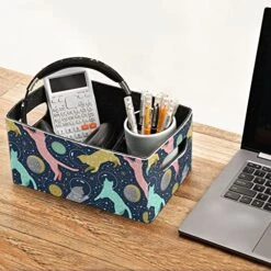 Cats Space Storage Basket Felt Storage Bin Collapsible Towel Storage Clothes Toys Bin Organizer For Pet Supplies Magazine -Songmics Furniture Shop 51JA8Go5yTL