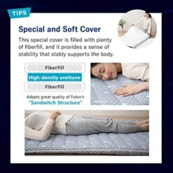 EMOOR Foldable Hybrid Futon Mattress, High-Resilience Urethane Foam 150N With Washable Padded Cover, Japanese Twin Size (77x38x2.4in), Tatami Floor Sleeping Mat Pad Topper, Gray -Songmics Furniture Shop 51JBEIqWgcL