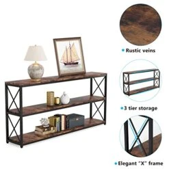 Tribesigns 70.86 Inch Rustic Console Sofa Table With Open Shelf, Industrial TV Stand 3 Shelf Horizontal Hallway Entryway Table With Storage For Living Room (70.86, Brown) -Songmics Furniture Shop 51JE0wx5lYL