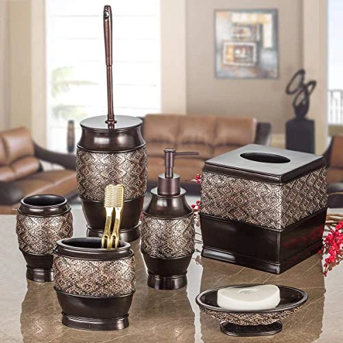 Creative Scents Dublin Small Trash Can With Lid - Decorative Waste Basket, Durable Resin Slim Bathroom Covered Garbage Can Wastebasket Bin For Diaper/Paper (Brown) 6 Creative Scents Dublin Small Trash Can With Lid - Decorative Waste Basket, Durable Resin Slim Bathroom Covered Garbage Can Wastebasket Bin For Diaper/Paper (Brown) - Image 6