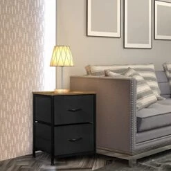 NANANARDOSO 2 Drawers Dresser, Storage Chest Organizer With Removable Fabric Bins, Small Dresser For Closet Bedside Furniture, Nursery, Living Room, Entryway Hallway, Black -Songmics Furniture Shop 51JISX0i1nL