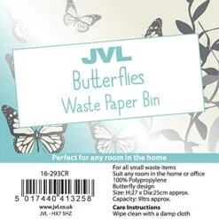 JVL Novelty Plastic Butterfly Waste Paper Bin, Cream, 25 X 26.5 Cm -Songmics Furniture Shop 51JUGFcBoQL